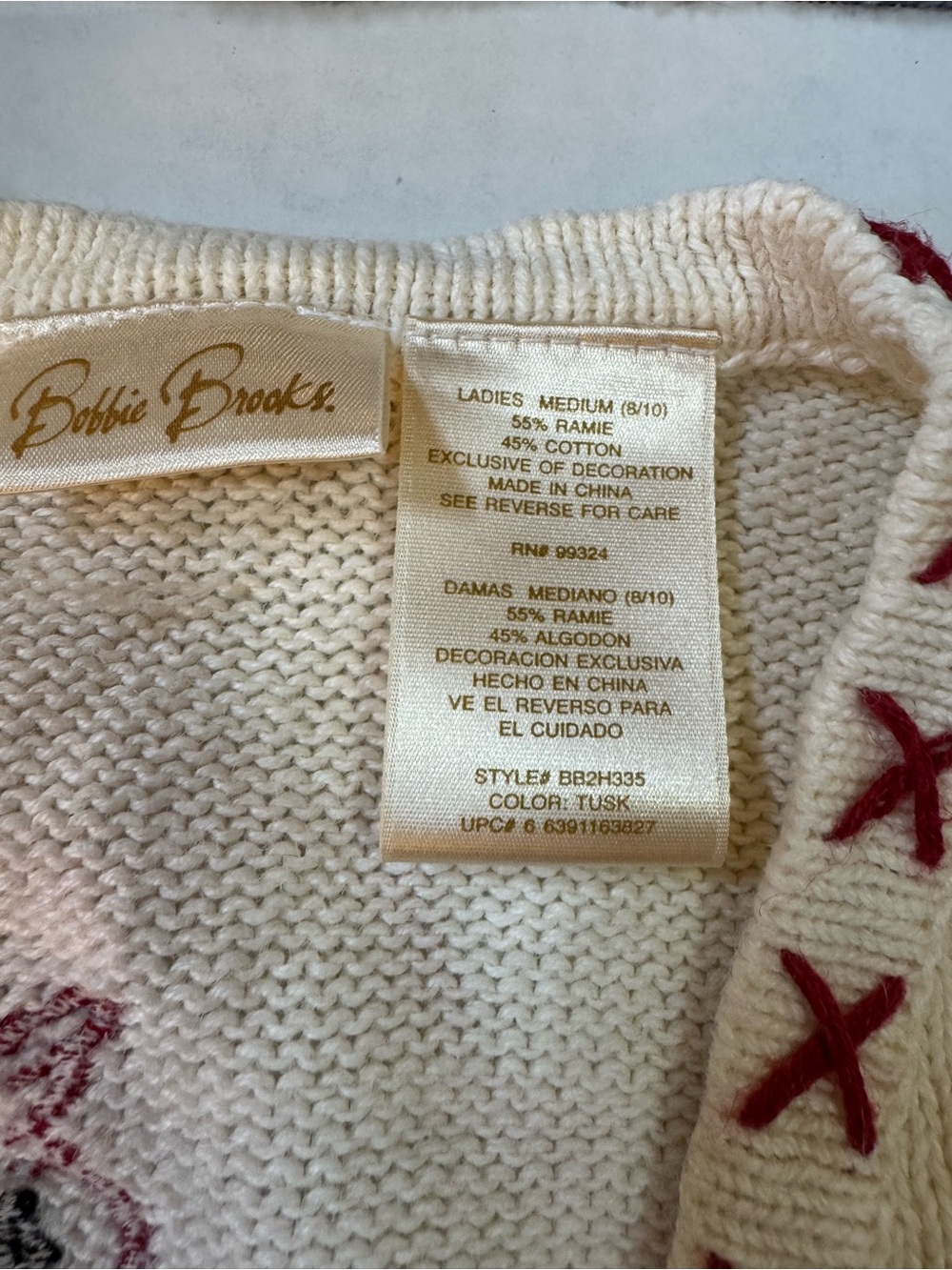 Bobbie Brooks White Embroidered Cardinal & Pinecone V-Neck Sweater Vest - Picture 3 of 13